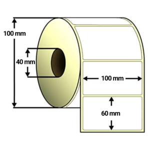 Box di Etichette in Carta Semilucida 100 x 60 mm con anima interna 40, diametro esterno 100. 12 Bobine - 800 Etichette